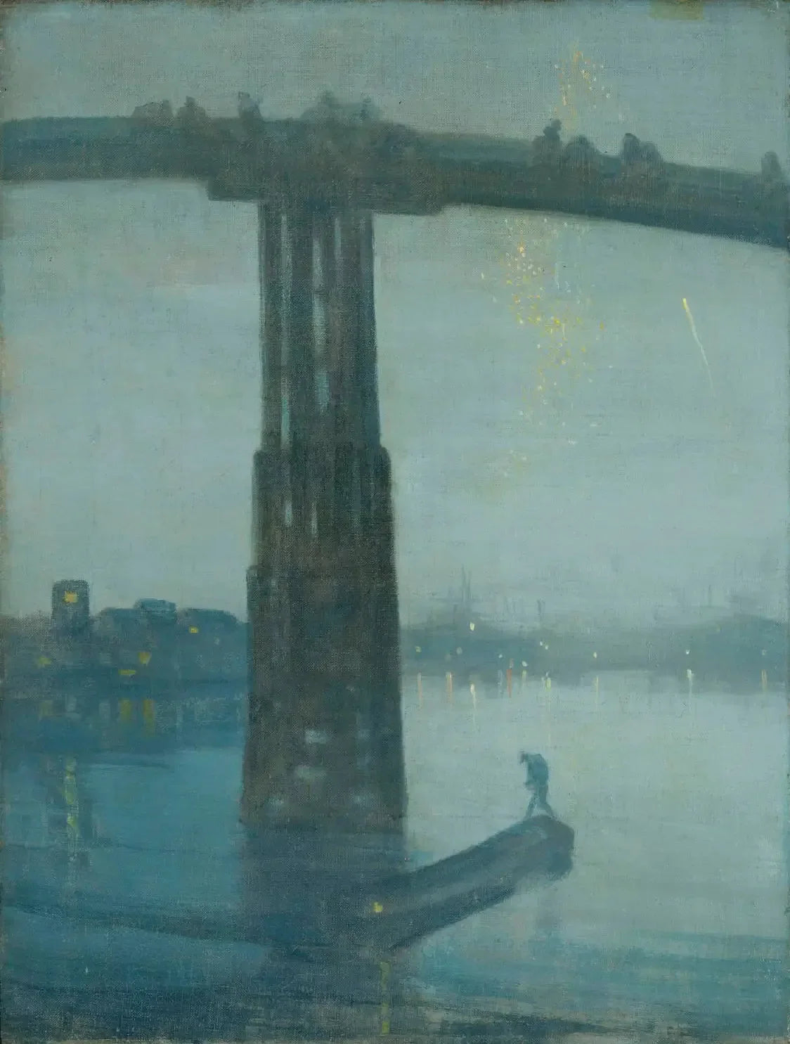 Nocturne en bleu et or - le Vieux Pont de Battersea - James Abbott McNeill Whistler image 1 copie peinte à la main à l’huile