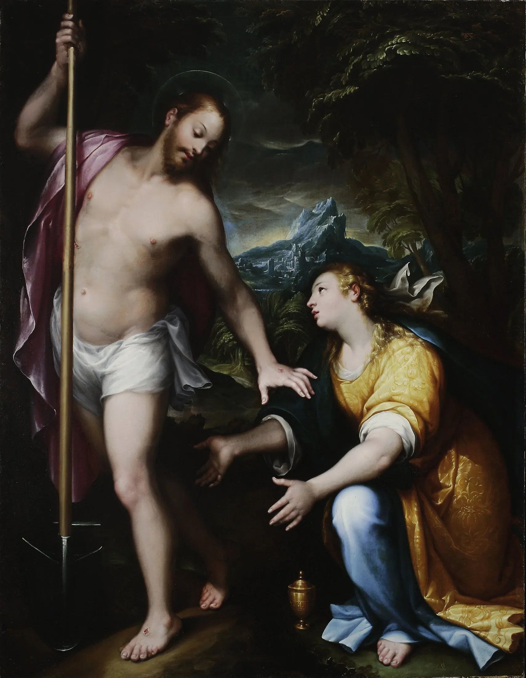 « Noli me tangere » – Le Christ ressuscité apparaissant à Marie-Madeleine (Jean 20:14-17) - Denis Calvaert image 1 copie peinte à la main à l’huile