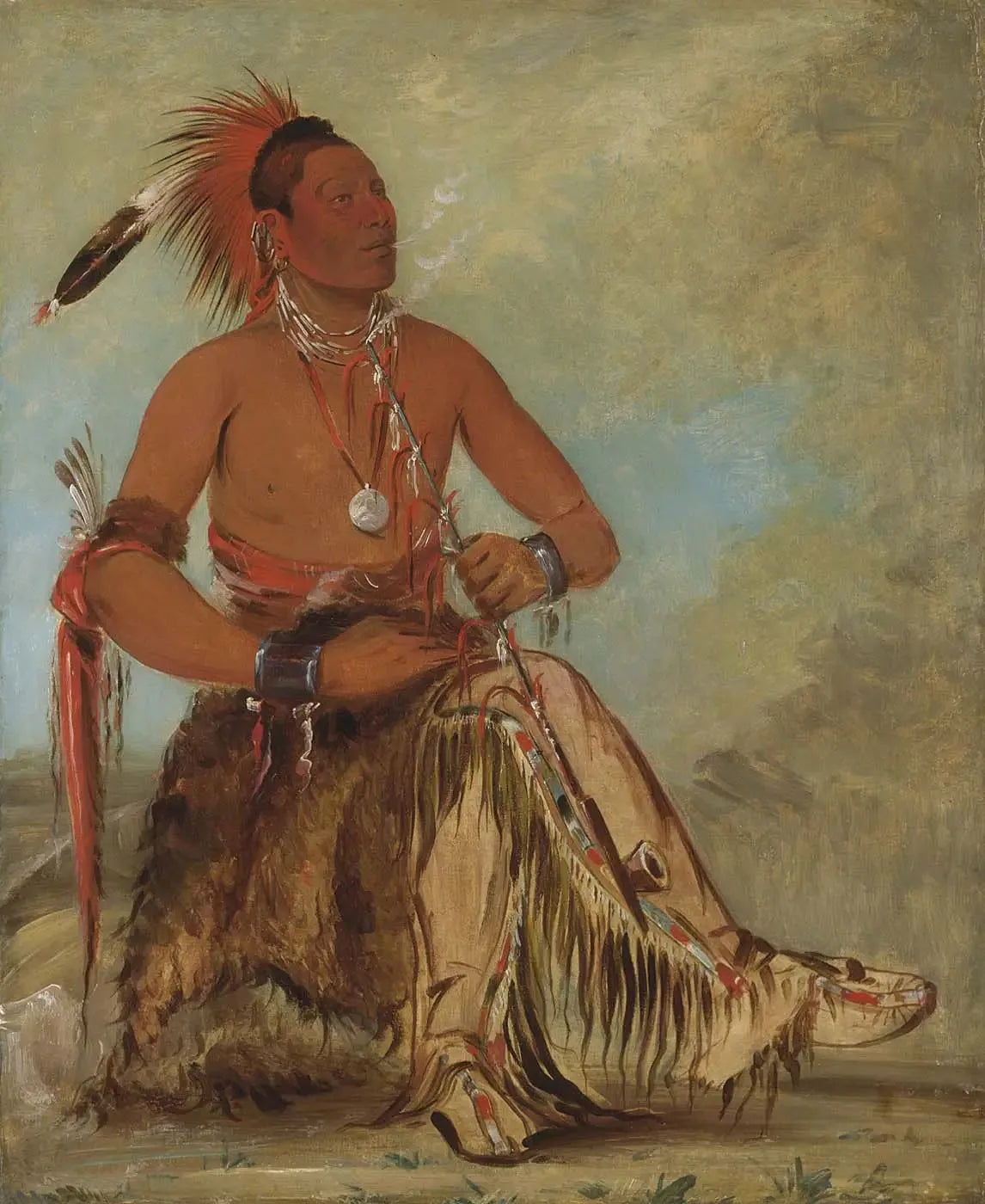 Nóm-ba-mon-nee, Double Walker, un Brave - George Catlin image 1 reproduction réalisée par Alpha Reproduction