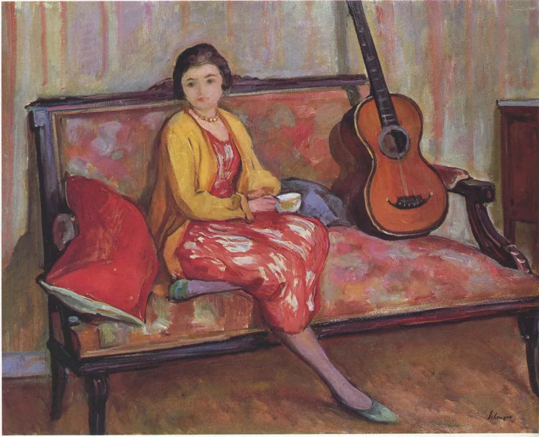 Nono et une guitare - Henri Lebasque image 1 copie peinte à la main à l’huile