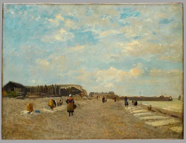 Normandes étendant du linge sur une plage - Eugène Boudin