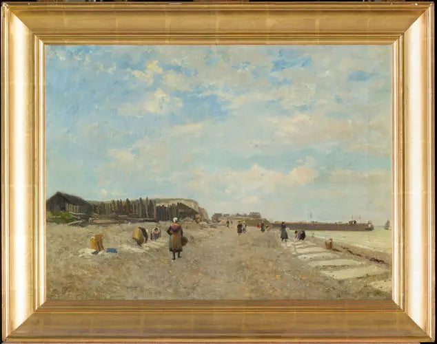 Normandes étendant du linge sur une plage - Eugène Boudin image 2 reproduction d’œuvre d’art à l’huile