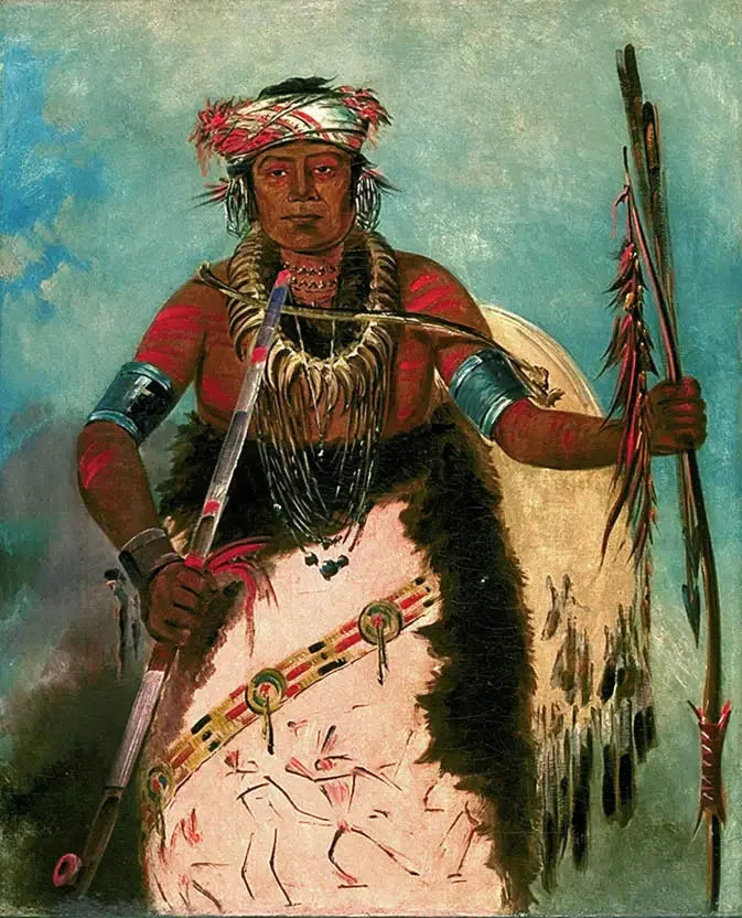 Notch-ee-níng-a, Sans Cœur, (appelé Nuage Blanc), Chef de la Tribu - George Catlin image 1 copie de tableau peinte à la main