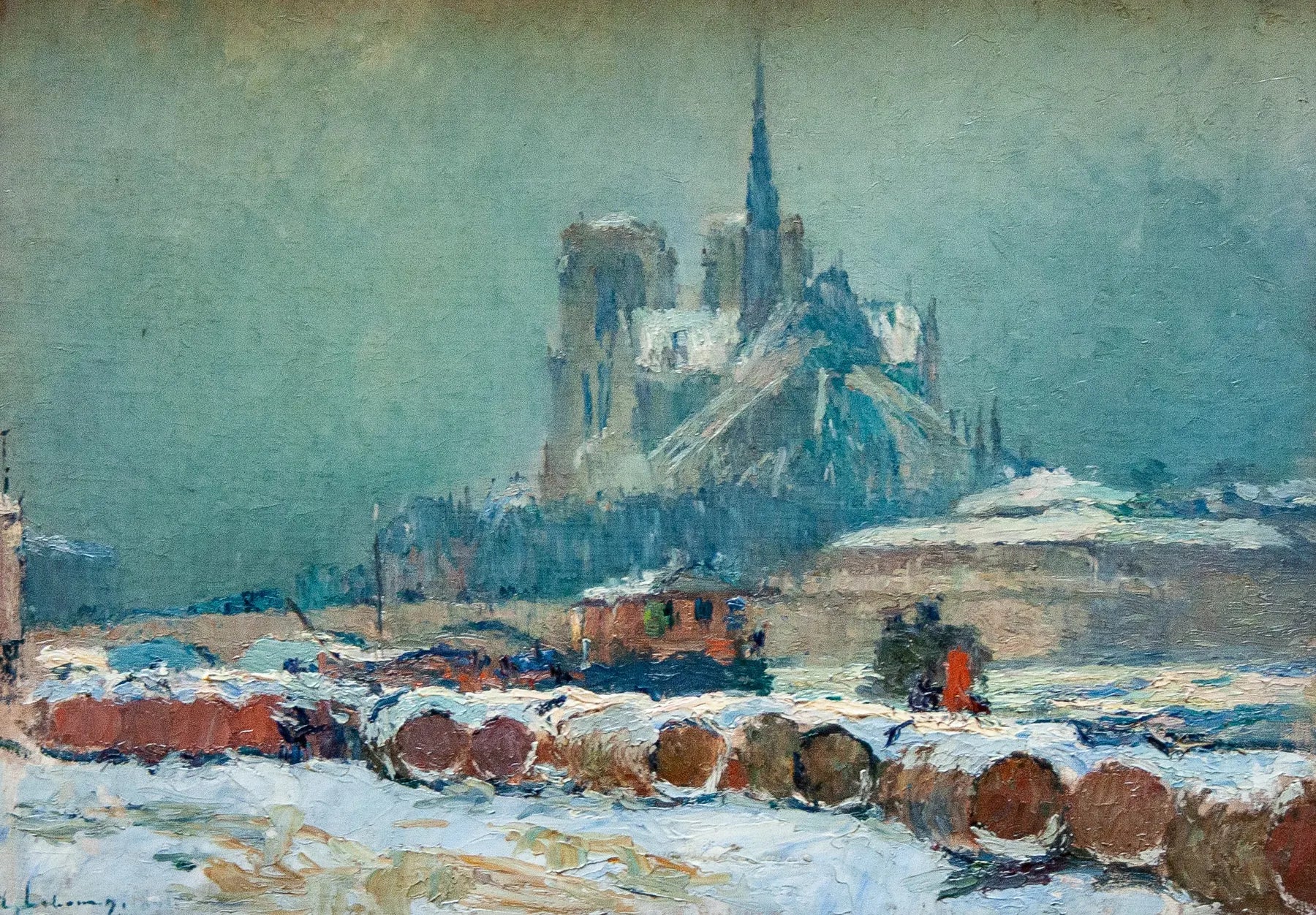 Notre-Dame de Paris par temps de neige - Albert Lebourg image 1 tableau peint à l’huile sur toile