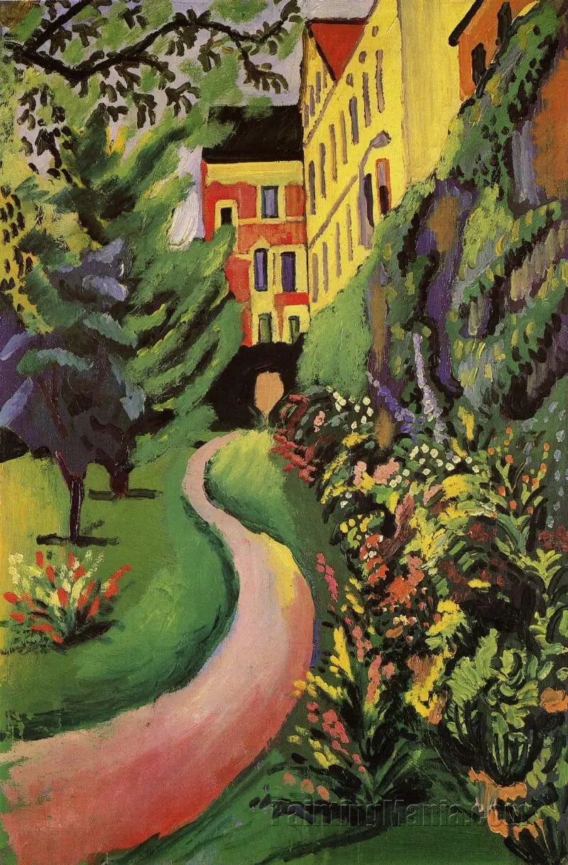 Notre jardin avec ses bordures fleuries - August Macke image 1 reproduction d’œuvre d’art à l’huile