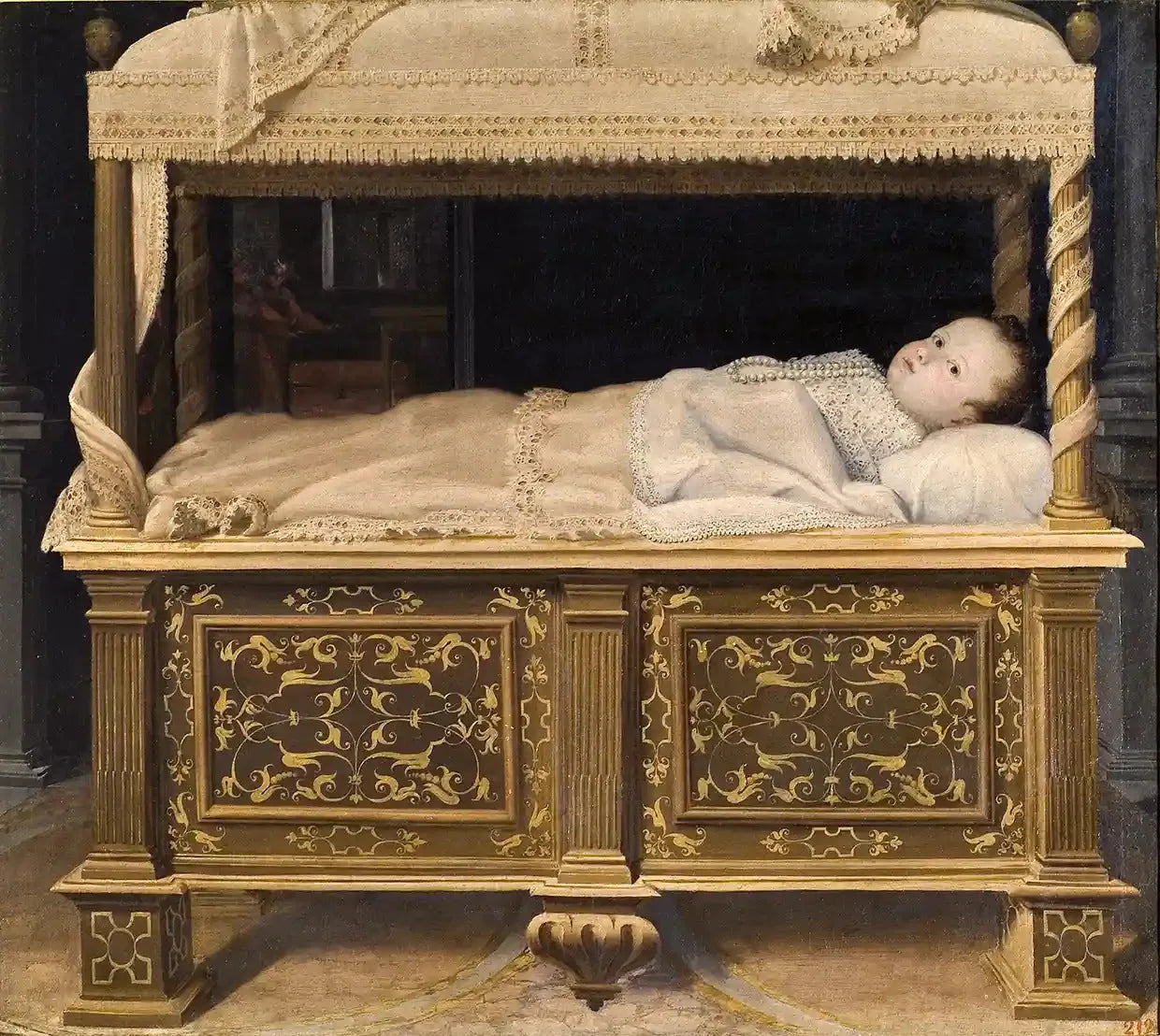 Nouveau-né dans un berceau - Lavinia Fontana image 1 copie de tableau peinte à la main