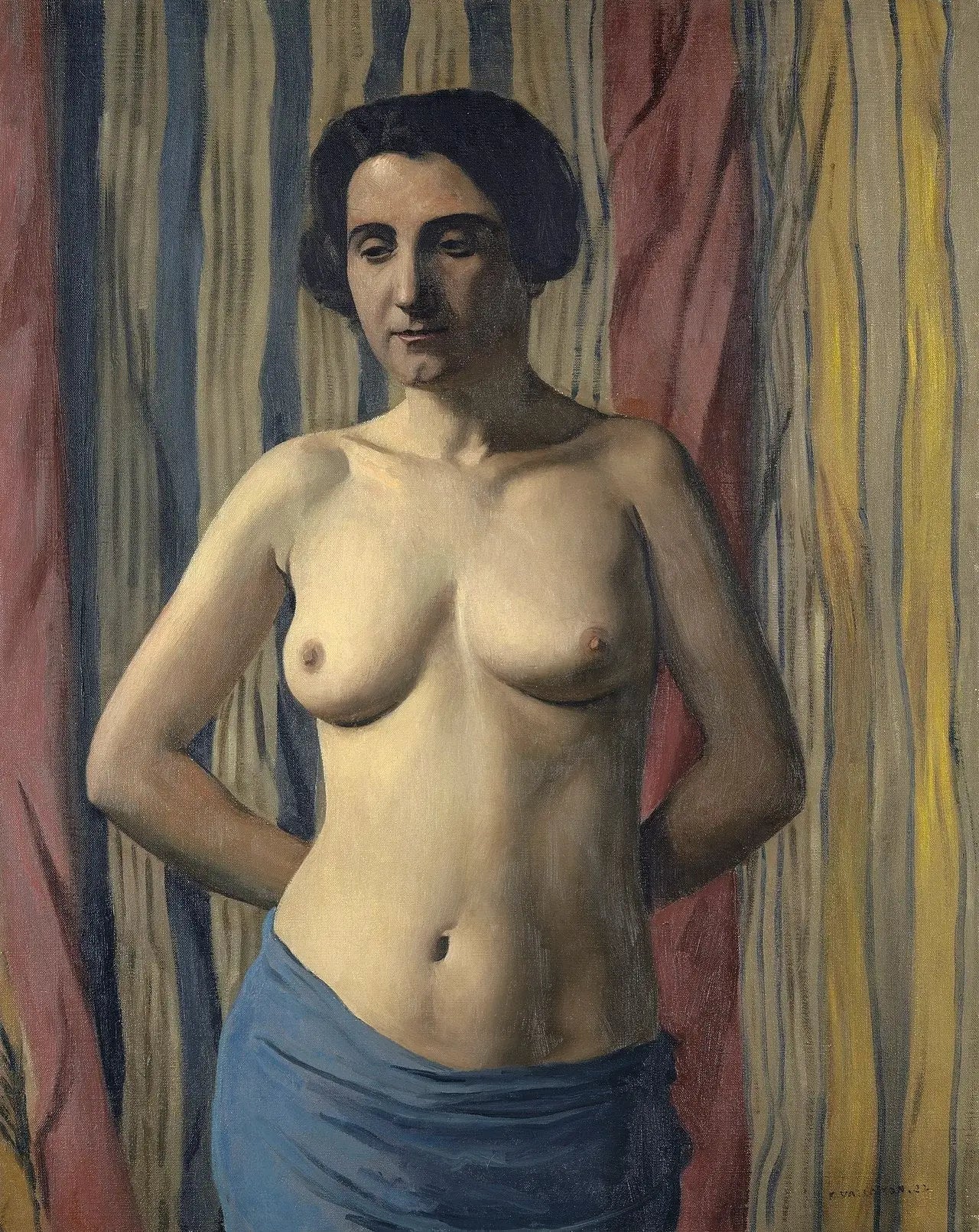 Nu à l'écharpe bleue - Félix Vallotton image 1 copie peinte à la main à l’huile
