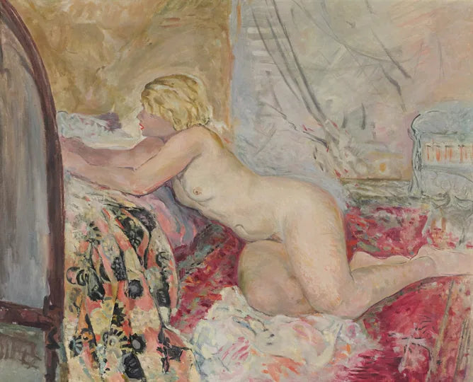 Nu Allongé contre un Lit - Henri Lebasque image 1 reproduction de peinture à l’huile