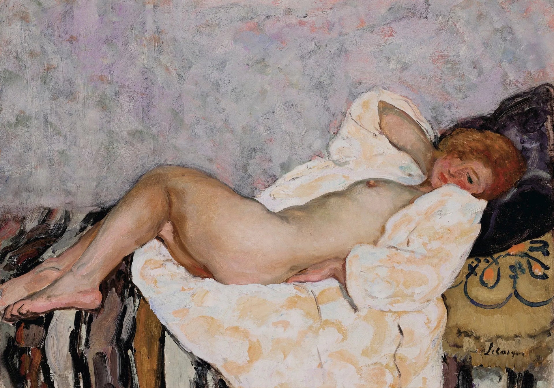 nu allongé - Henri Lebasque image 1 reproduction de peinture à l’huile