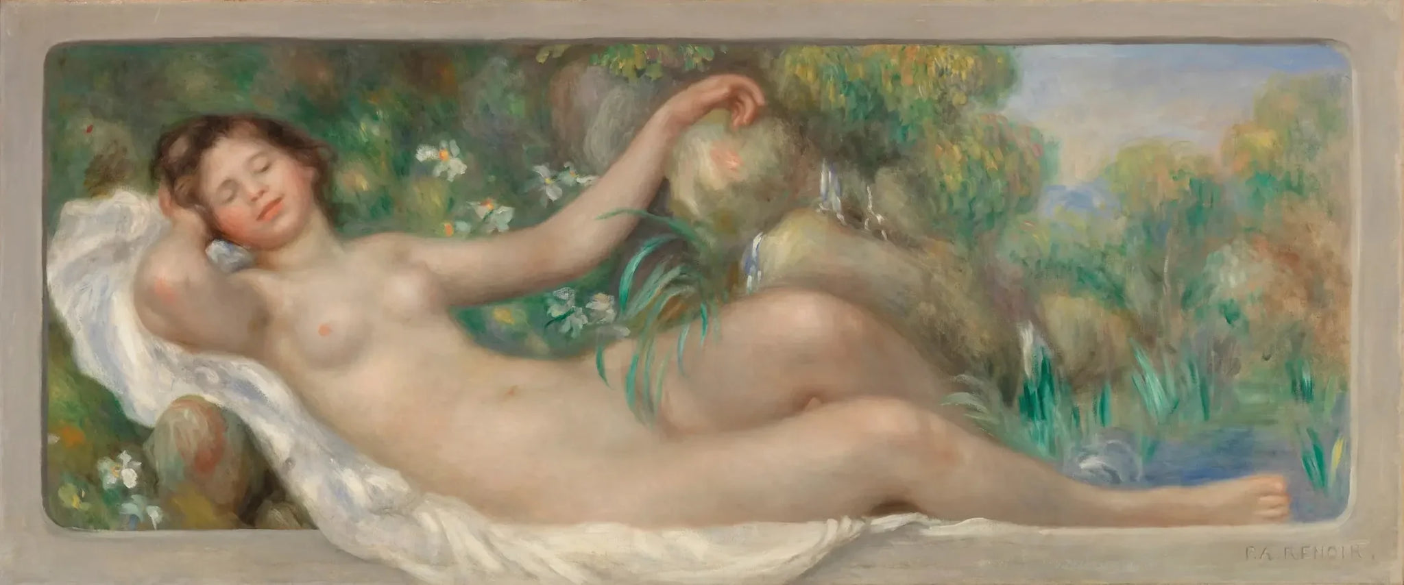 Nu allongé (La Source) - Pierre-Auguste Renoir image 1 copie peinte à la main à l’huile