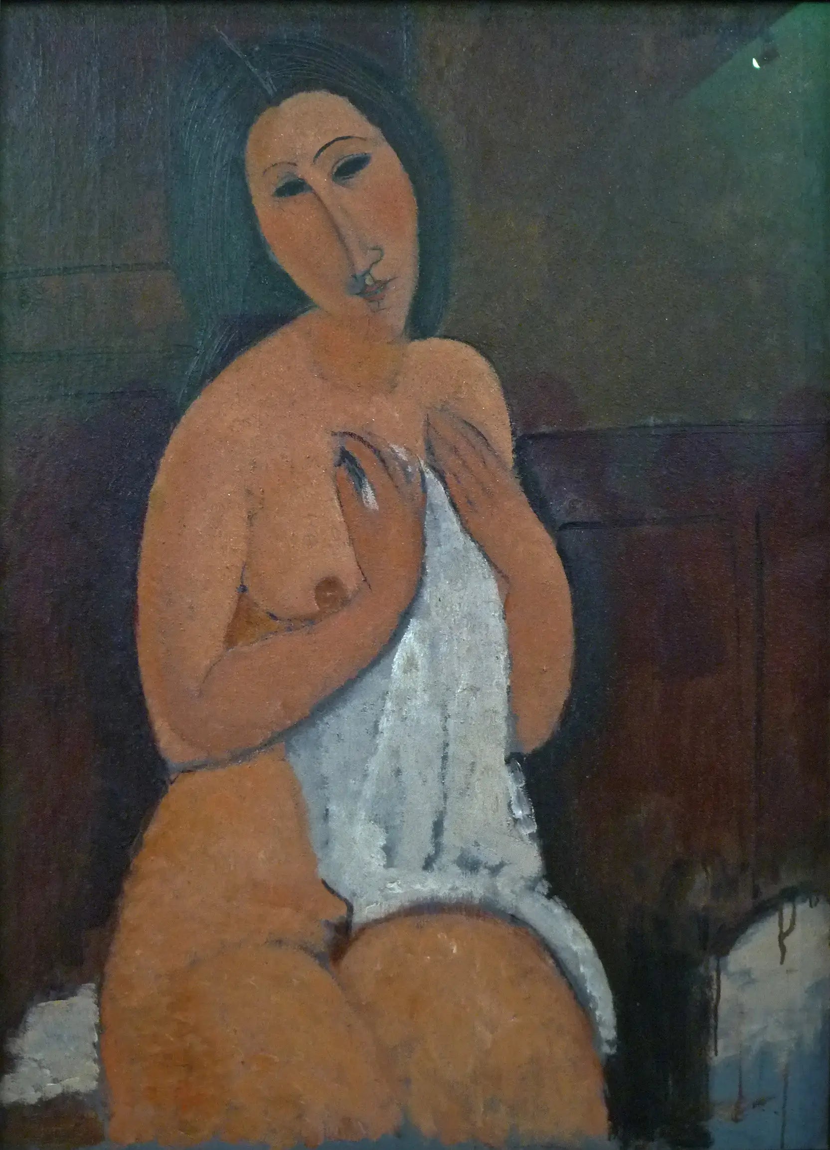 Nu assis à la chemise - Amedeo Modigliani image 1 reproduction artisanale de tableau