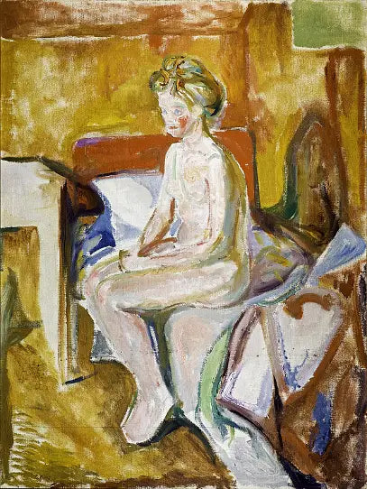 Nu assis au bord du lit - Edvard Munch image 1 copie de tableau peinte à la main