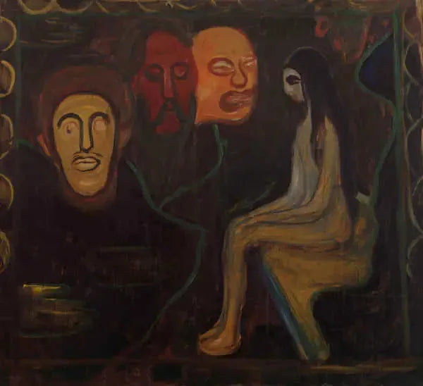 Nu assis et Trois Têtes masculines - Edvard Munch image 1 reproduction réalisée par Alpha Reproduction