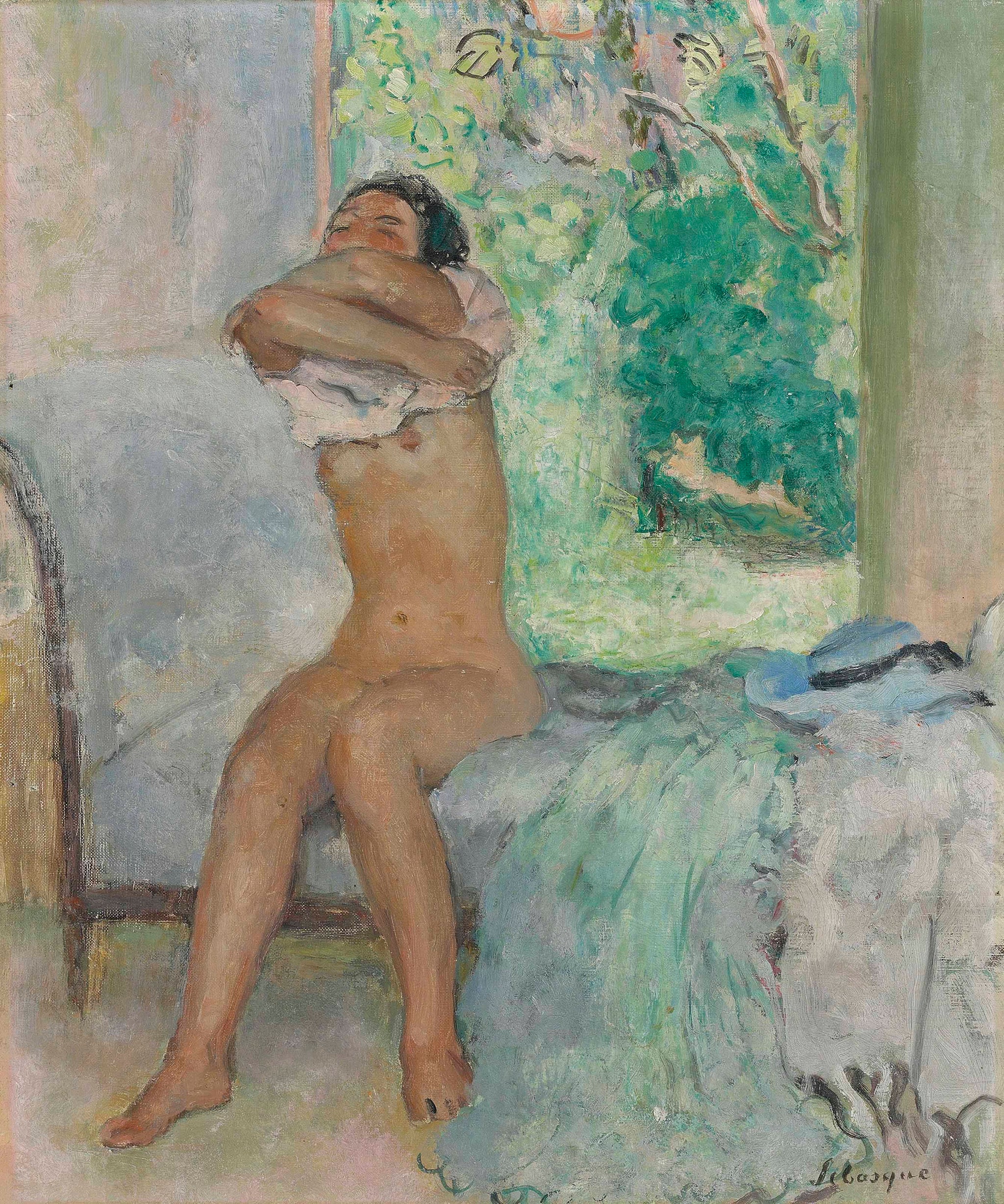 Nu assis otant sa chemise - Henri Lebasque image 1 reproduction réalisée par Alpha Reproduction