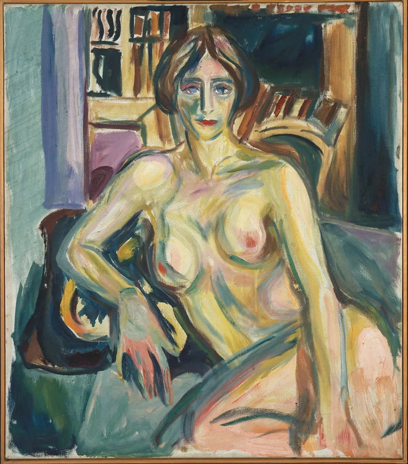 Nu, assis sur le canapé - Edvard Munch