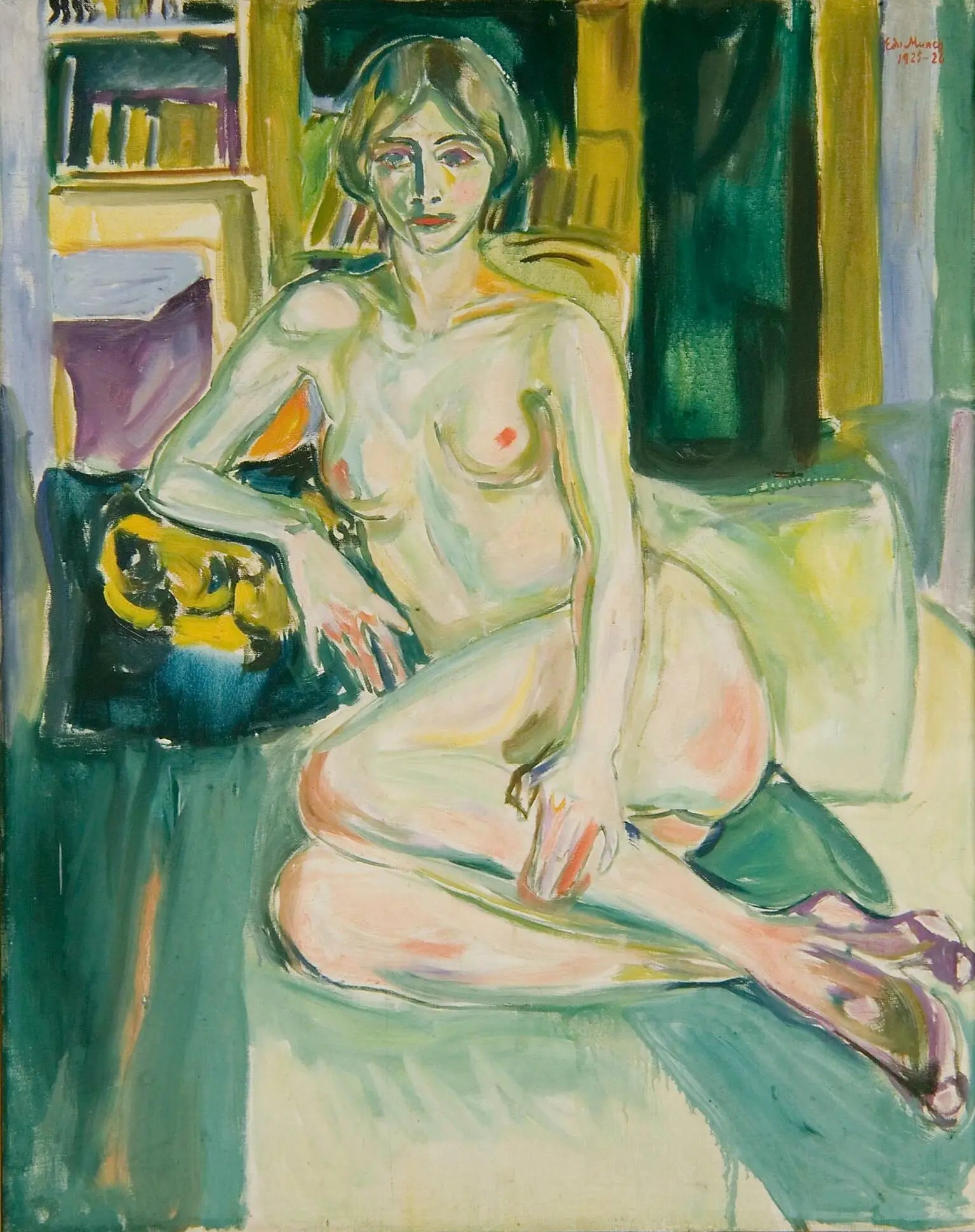 Nu, assis sur le canapé - Edvard Munch image 1 reproduction de peinture à l’huile