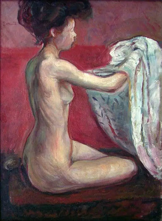 Nu assis sur un fond rouge - Edvard Munch
