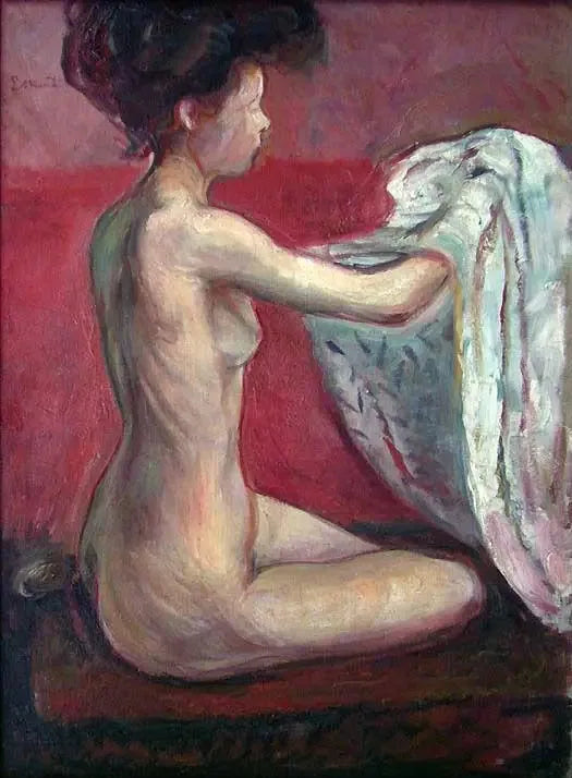 Nu assis sur un fond rouge - Edvard Munch