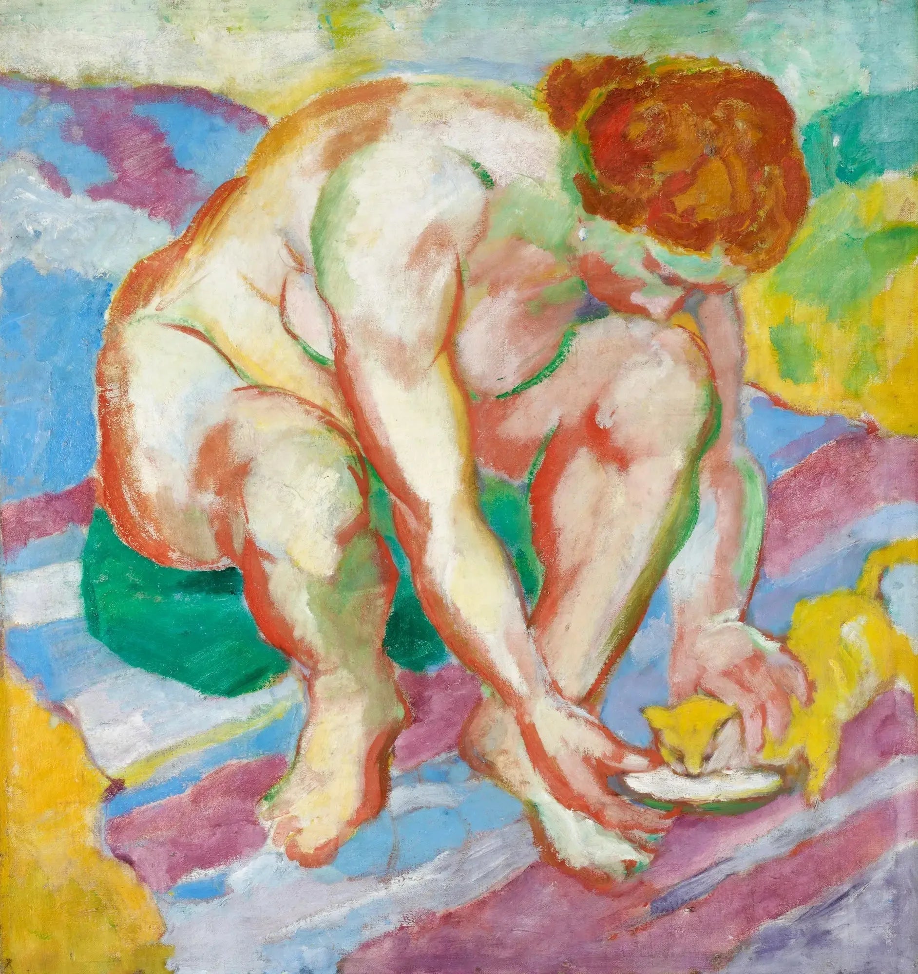 Nu au chat - Franz Marc image 1 reproduction réalisée par Alpha Reproduction