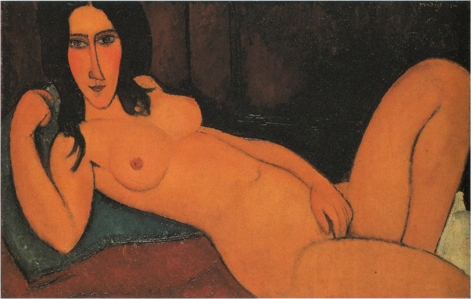 Nu couché aux cheveux dénoués - Amedeo Modigliani image 1 copie de tableau peinte à la main