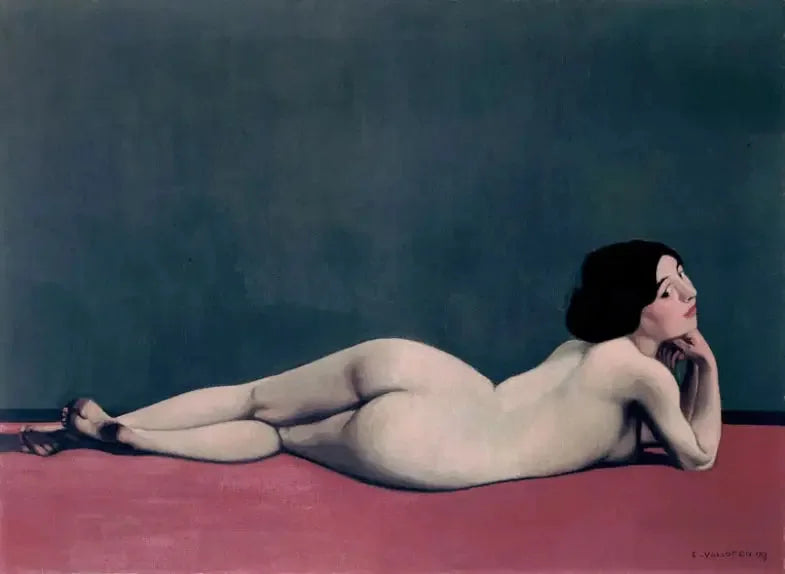 Nu couché sur un tapis rouge - Félix Vallotton image 1 reproduction artisanale de tableau