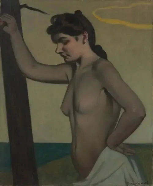 Nu de profil s'appuie contre un tronc - Félix Vallotton image 1 copie peinte à la main à l’huile