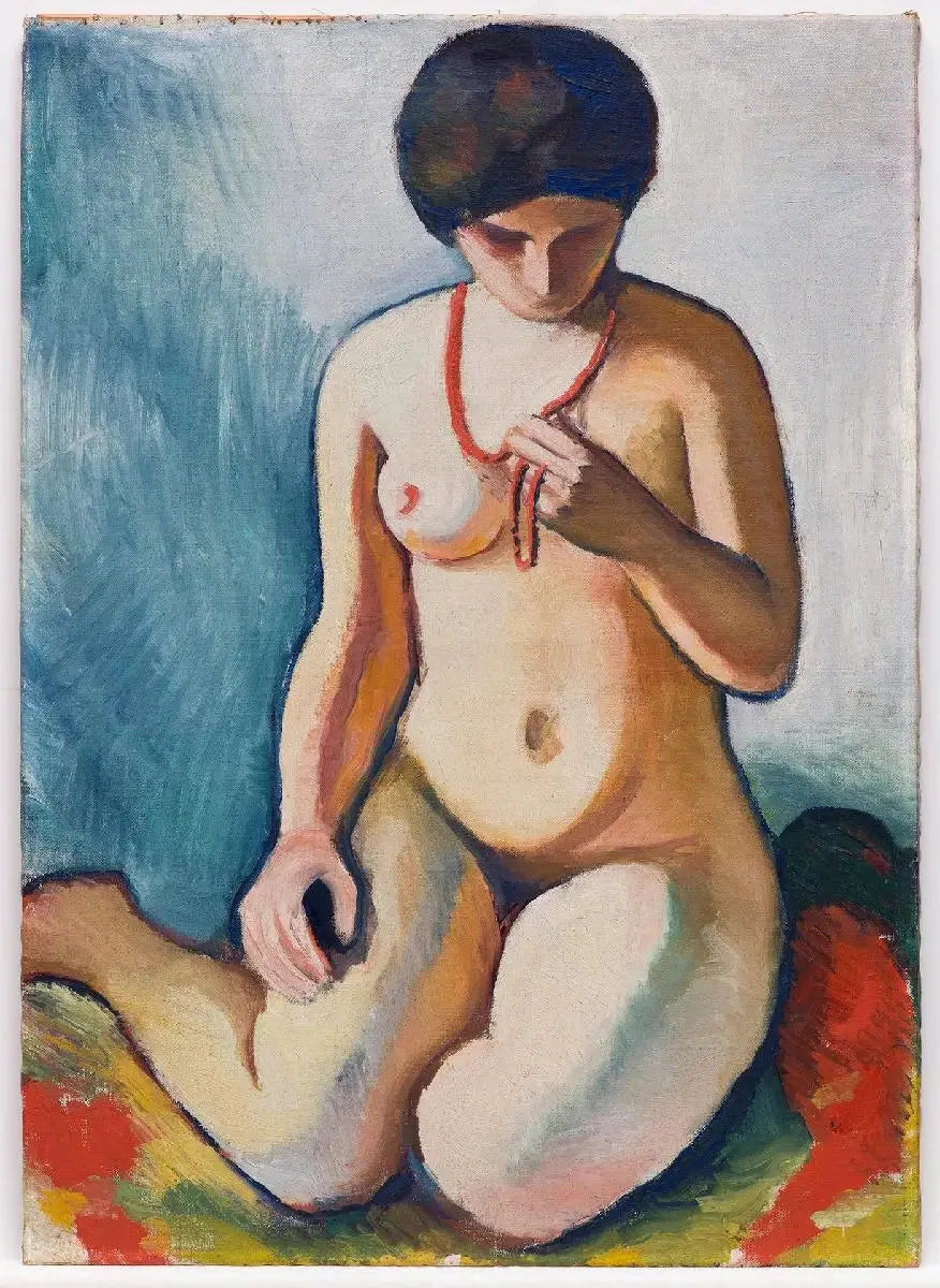 Nu féminin avec collier de corail - August Macke image 1 tableau peint à l’huile sur toile