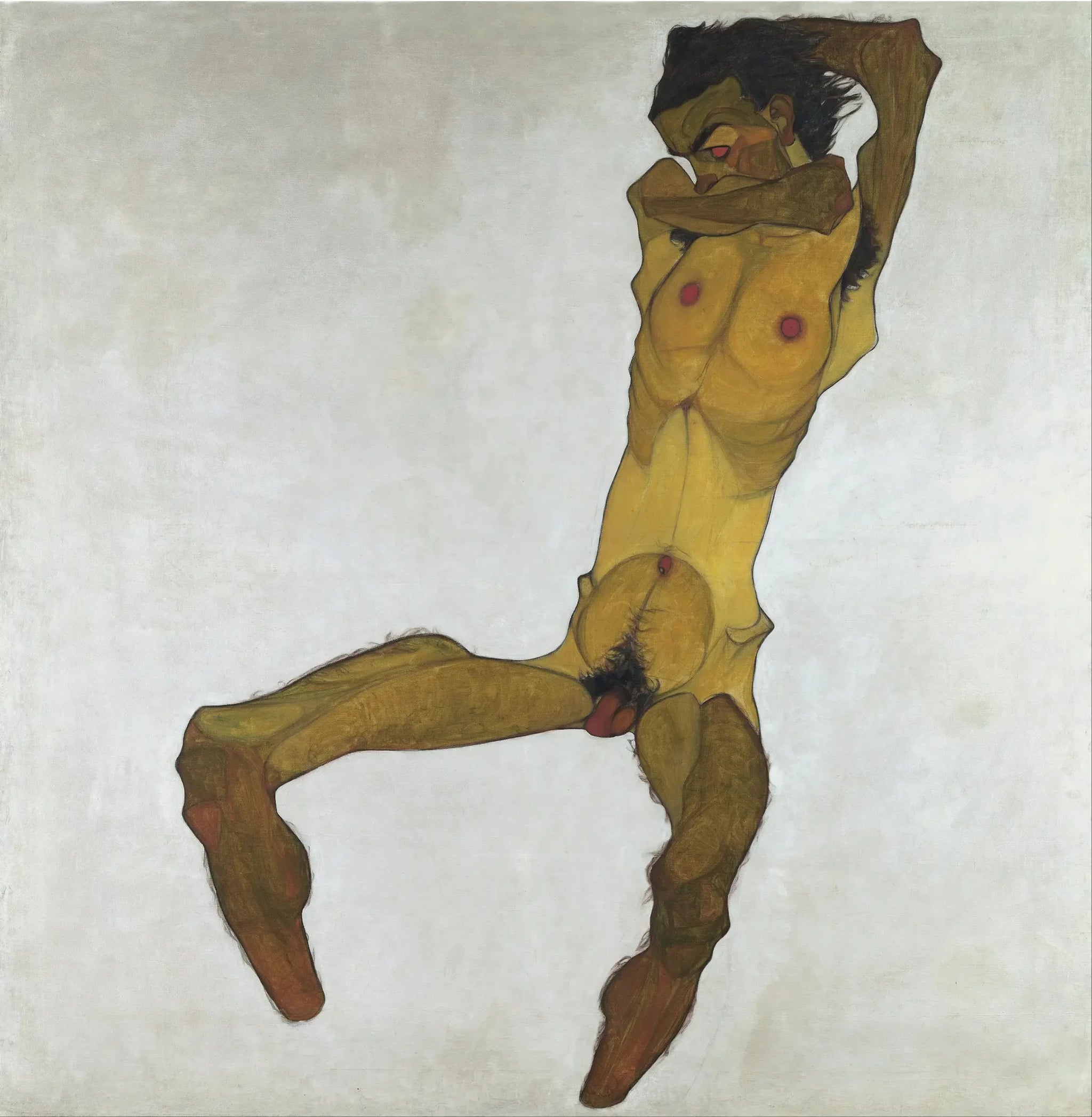 Nu masculin assis (Autoportrait) - Egon Schiele image 1 reproduction réalisée par Alpha Reproduction