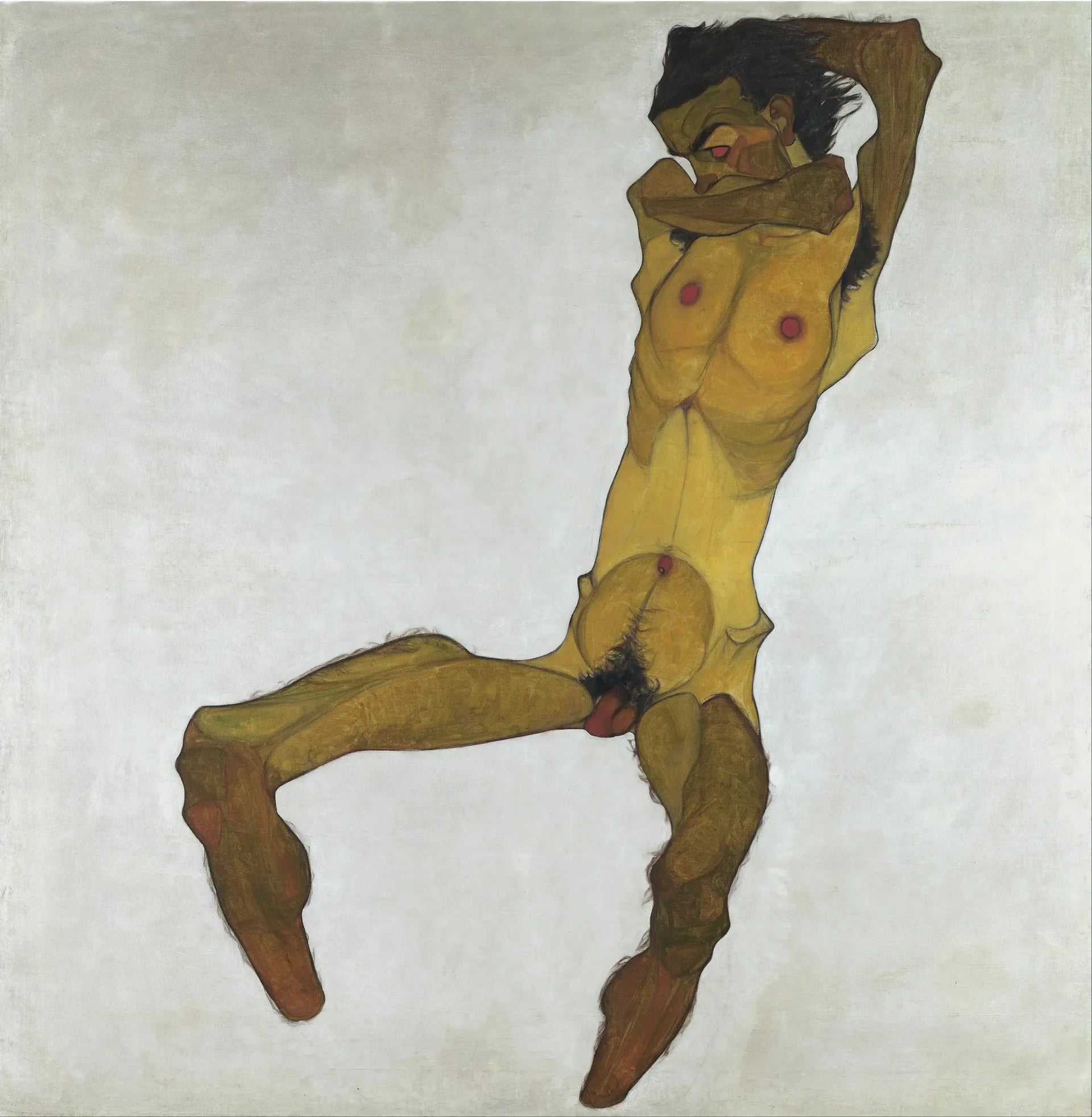 Nu masculin assis (Autoportrait) - Egon Schiele image 2 reproduction de peinture à l’huile