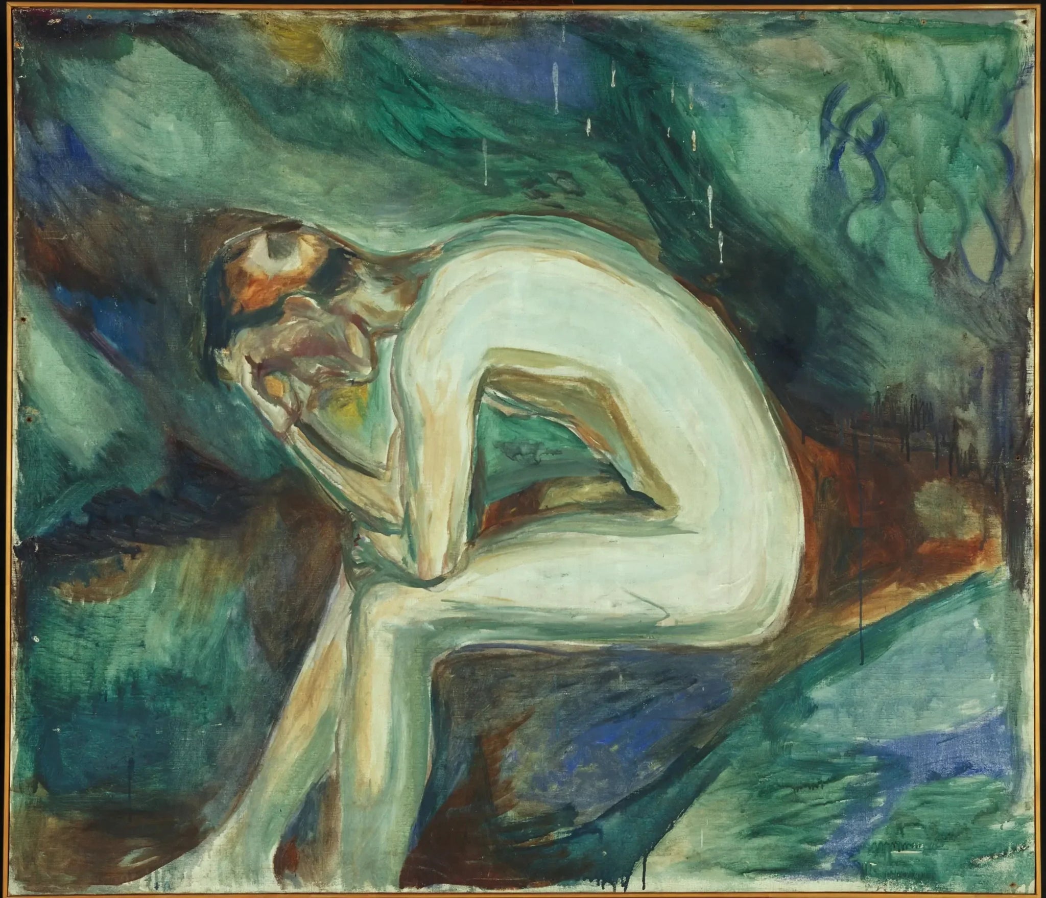 Nu masculin assis dans la forêt - Edvard Munch image 1 reproduction de peinture à l’huile