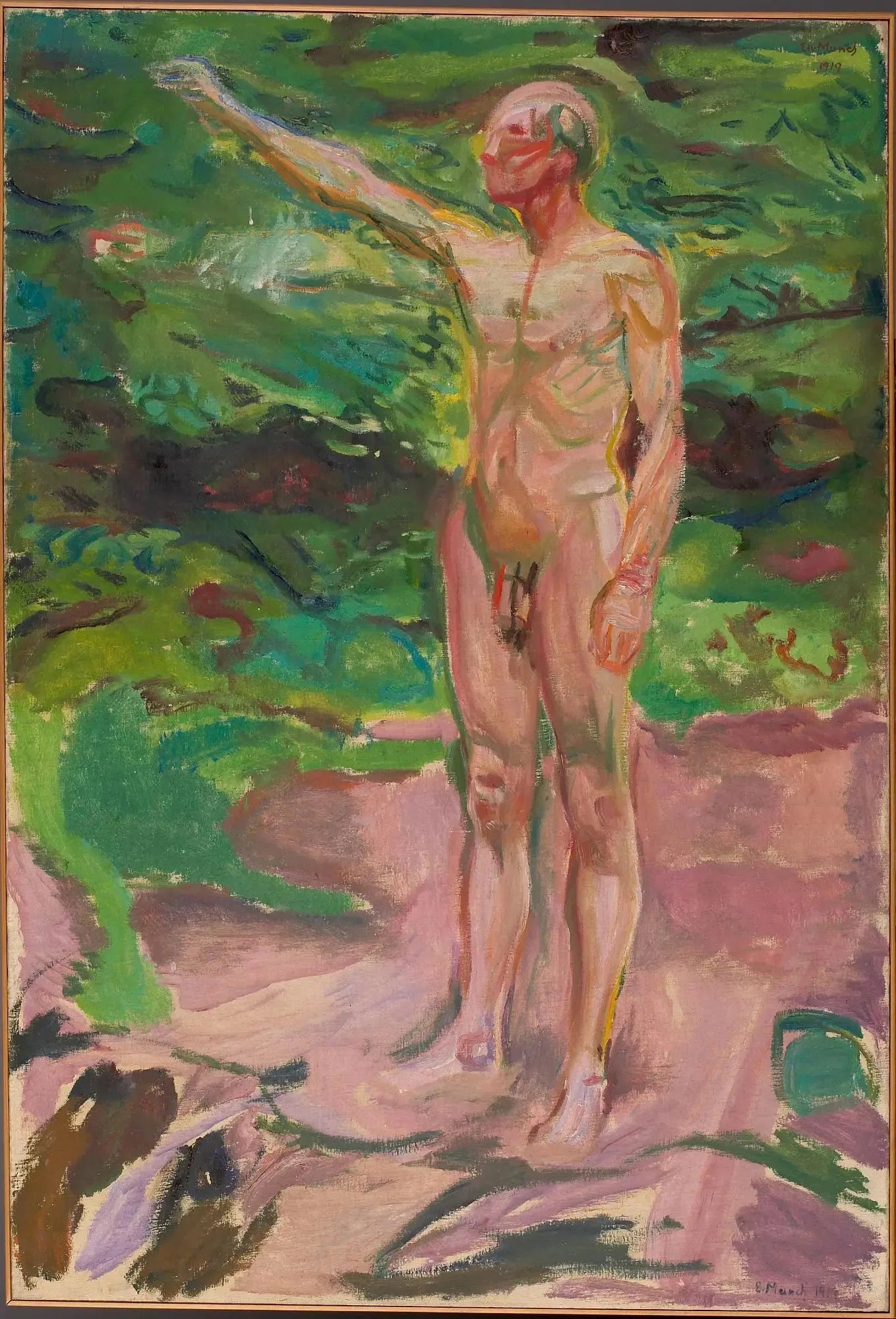 Nu masculin dans les bois - Edvard Munch image 1 copie peinte à la main à l’huile