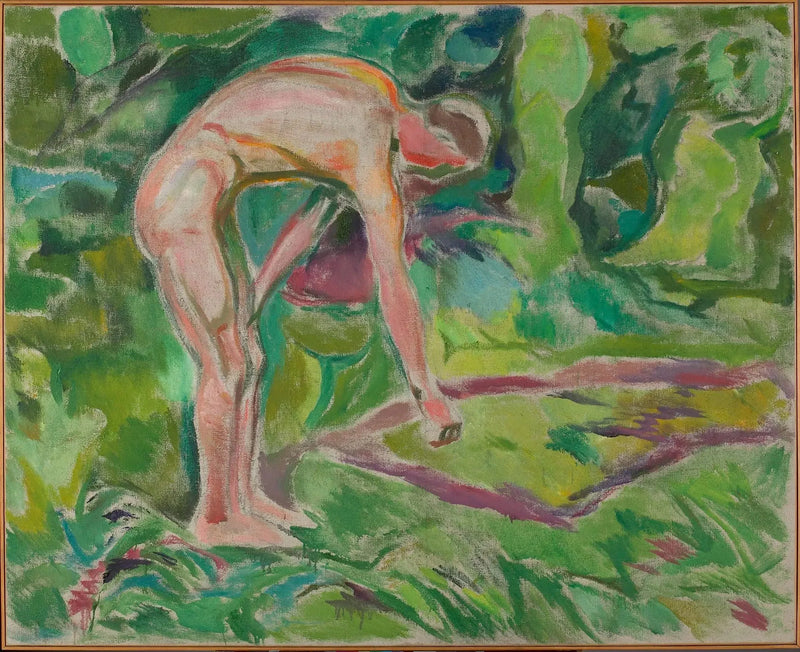 Nu masculin s'incline en avant dans les bois - Edvard Munch