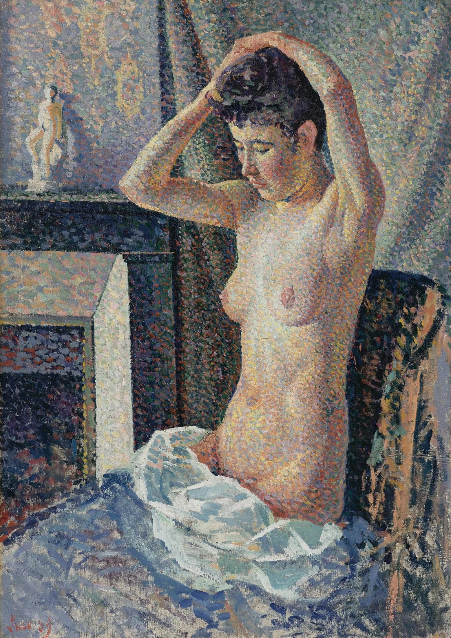 Nu se coiffe - Maximilien Luce image 1 copie de tableau peinte à la main