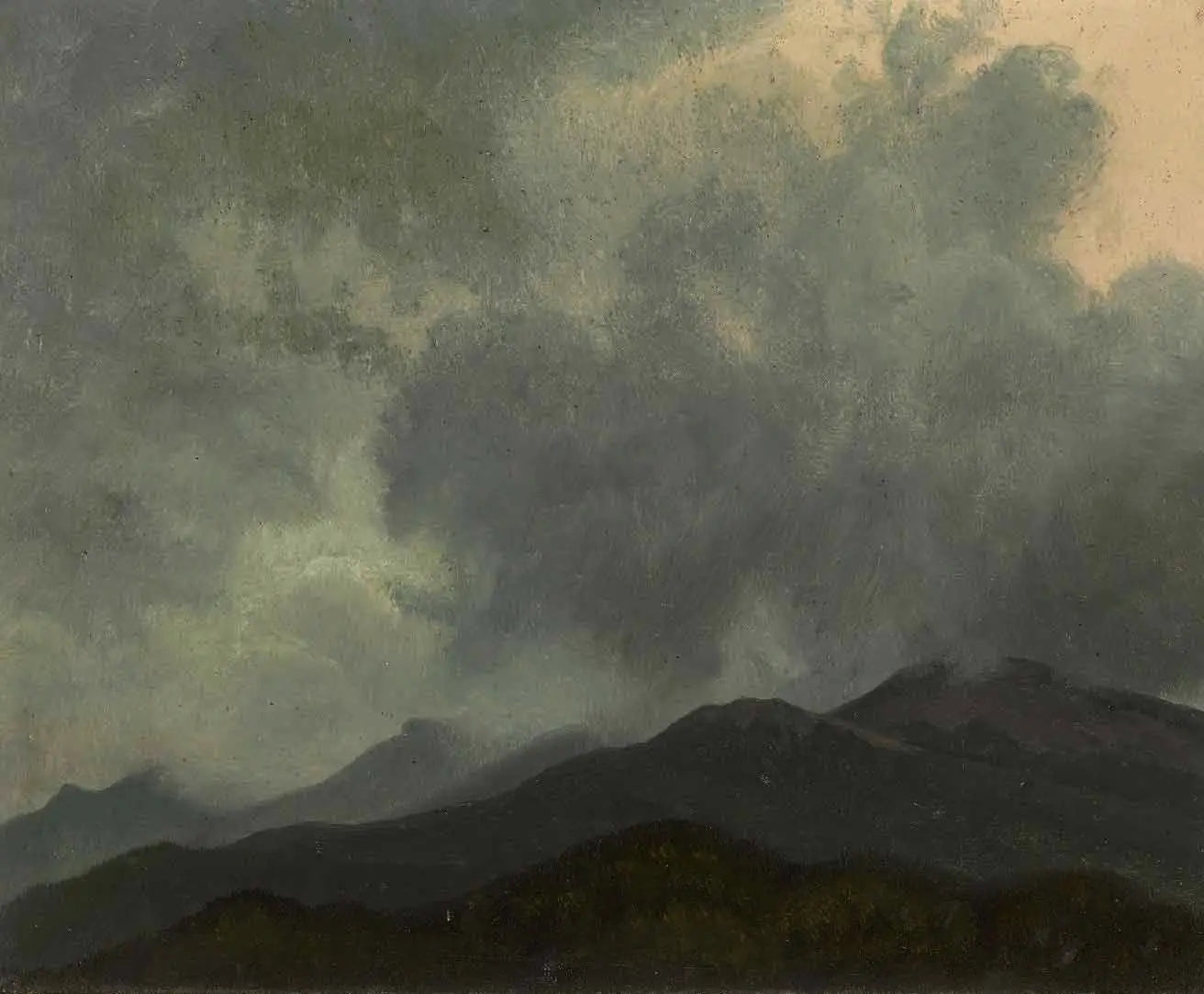Nuages turbulents, Montagnes Blanches, New Hampshire - Albert Bierstadt image 1 reproduction artisanale de tableau
