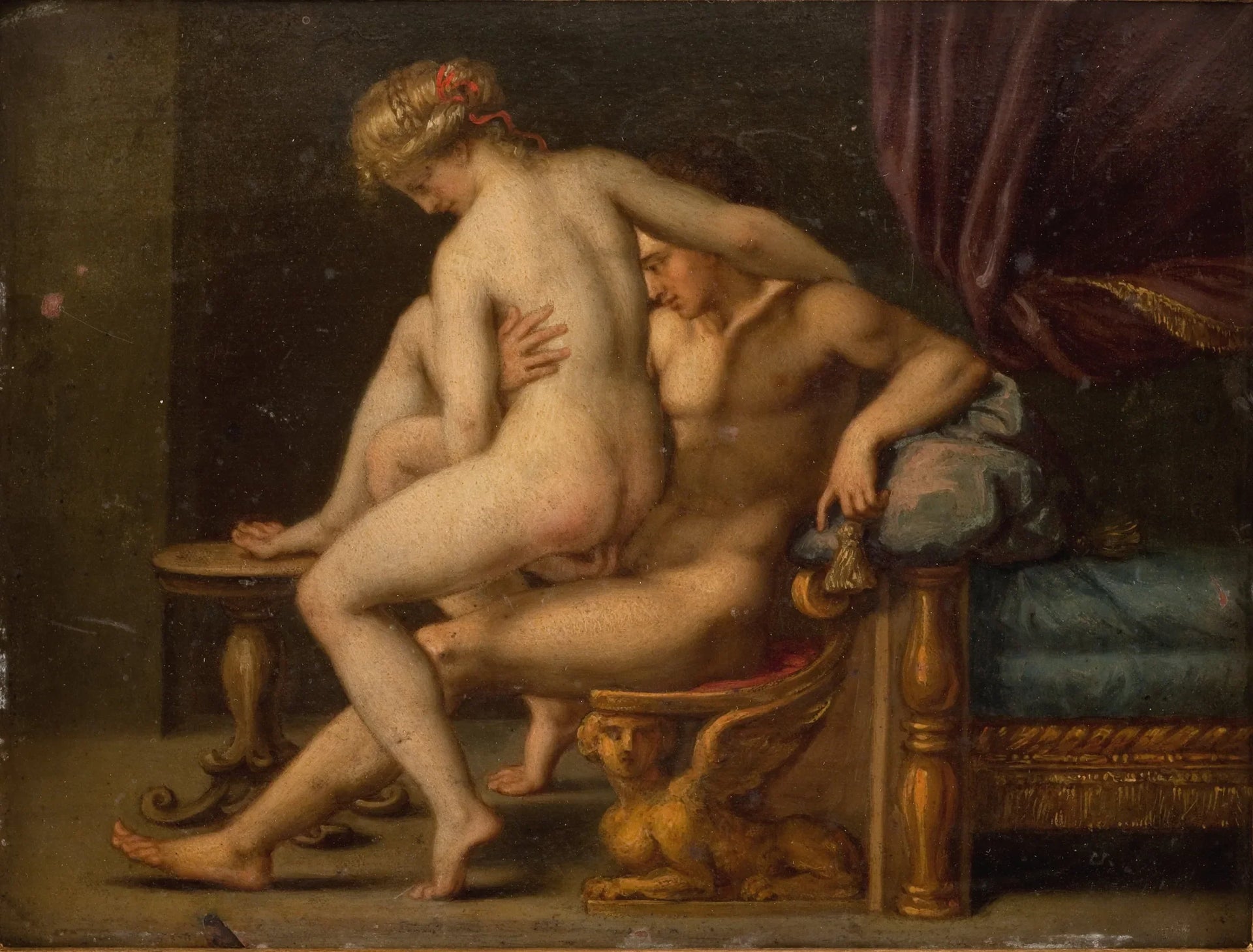 Nuditet med mand og kvinde - Agostino Carracci image 1 tableau peint à l’huile sur toile