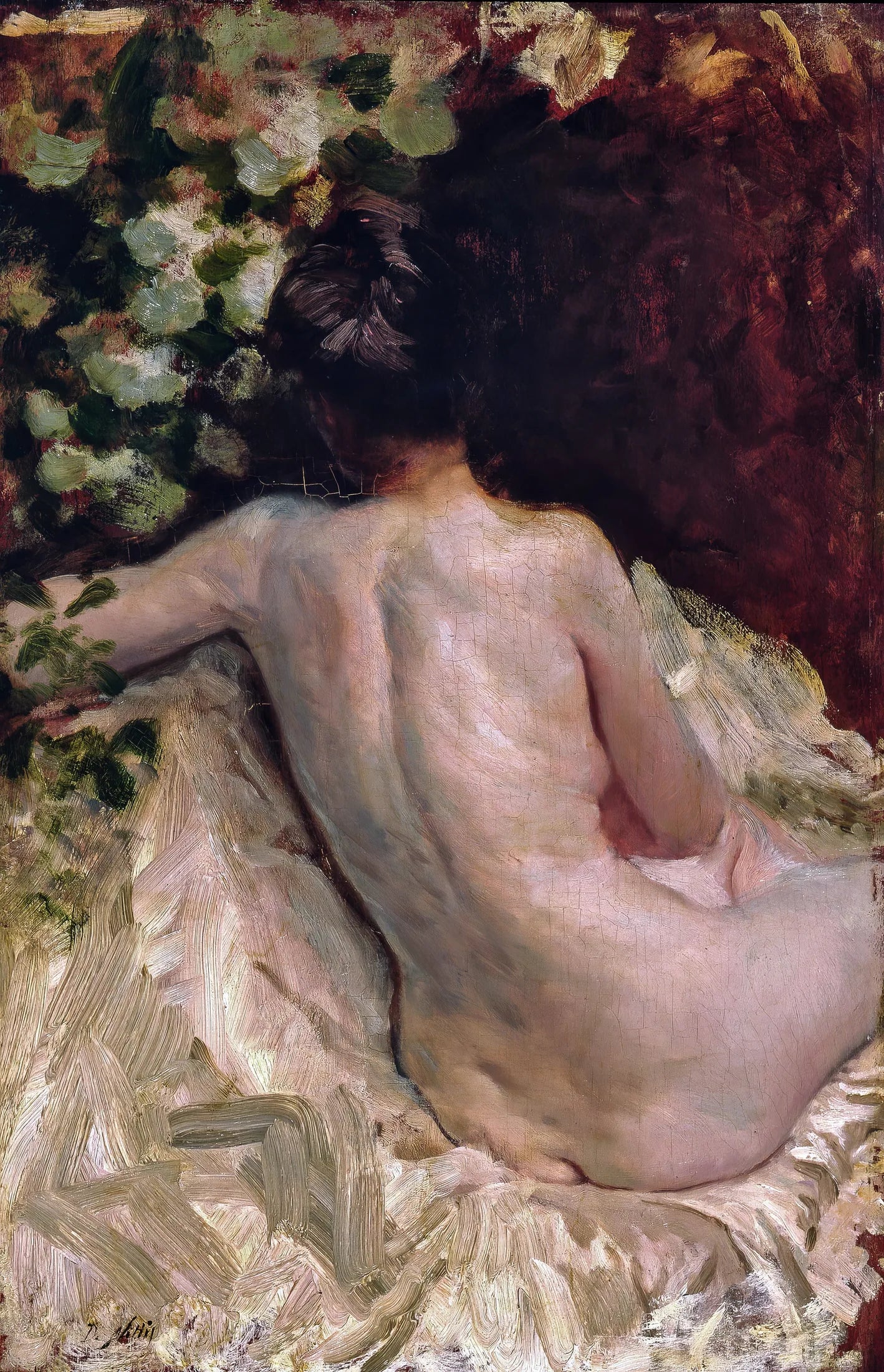 Nue de dos (Léontine) - Giuseppe De Nittis image 1 tableau peint à l’huile sur toile