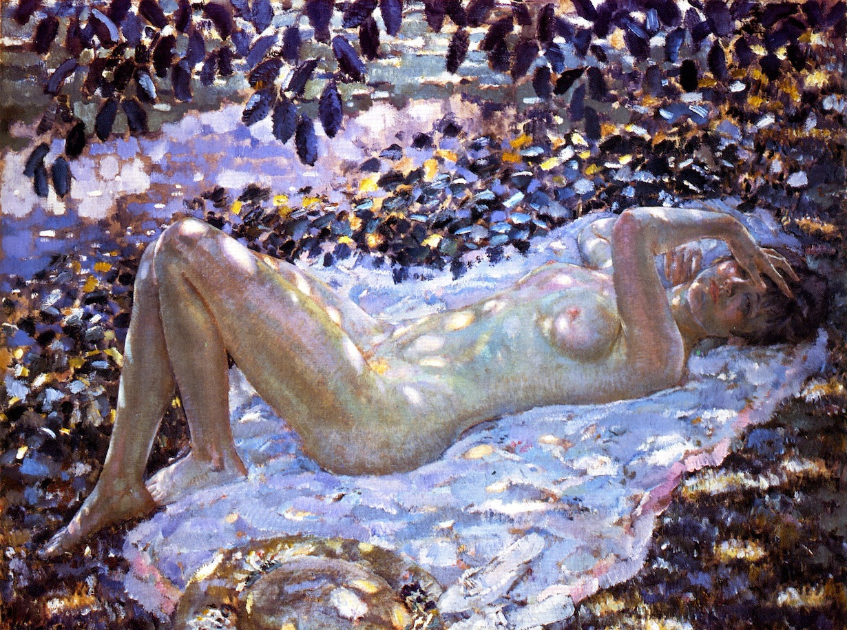 Nue sous une lumière tachetée - Frederick Carl Frieseke image 1 copie de tableau peinte à la main