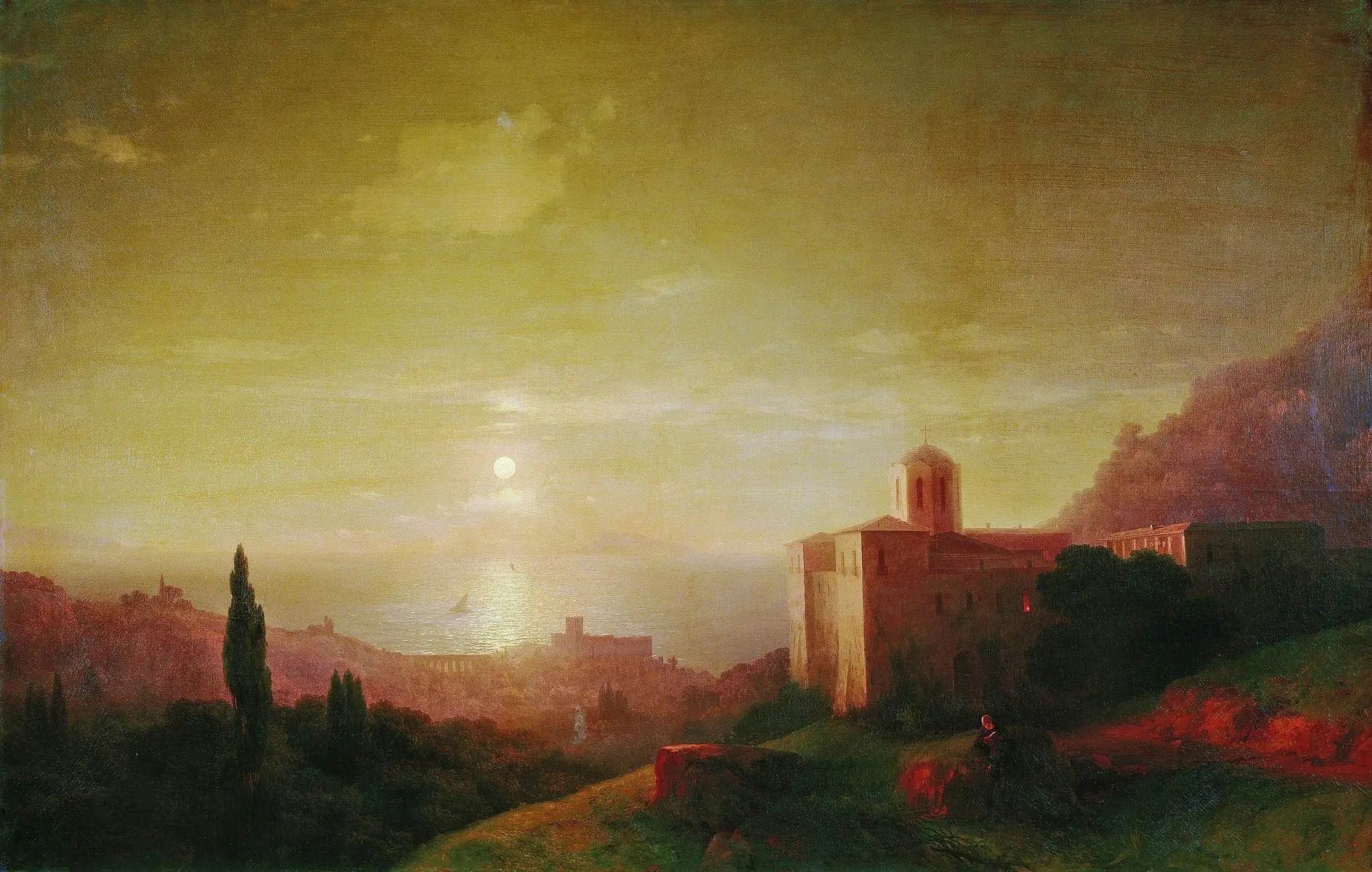 Nuit au clair de lune au bord de la mer en Crimée - Ivan Aïvazovski image 1 reproduction d’œuvre d’art à l’huile