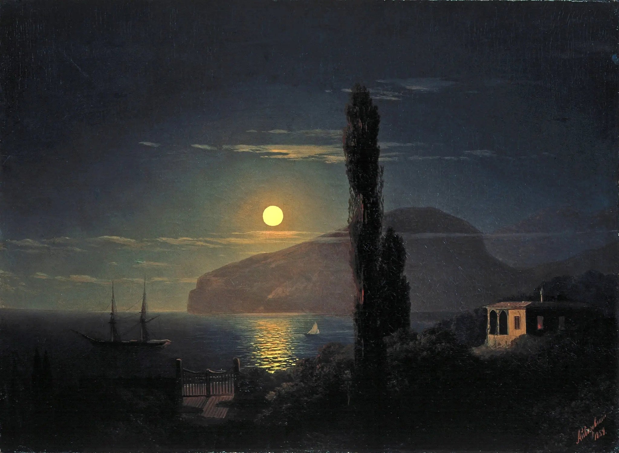 Nuit au clair de lune en Crimée - Ivan Aïvazovski image 1 copie peinte à la main à l’huile