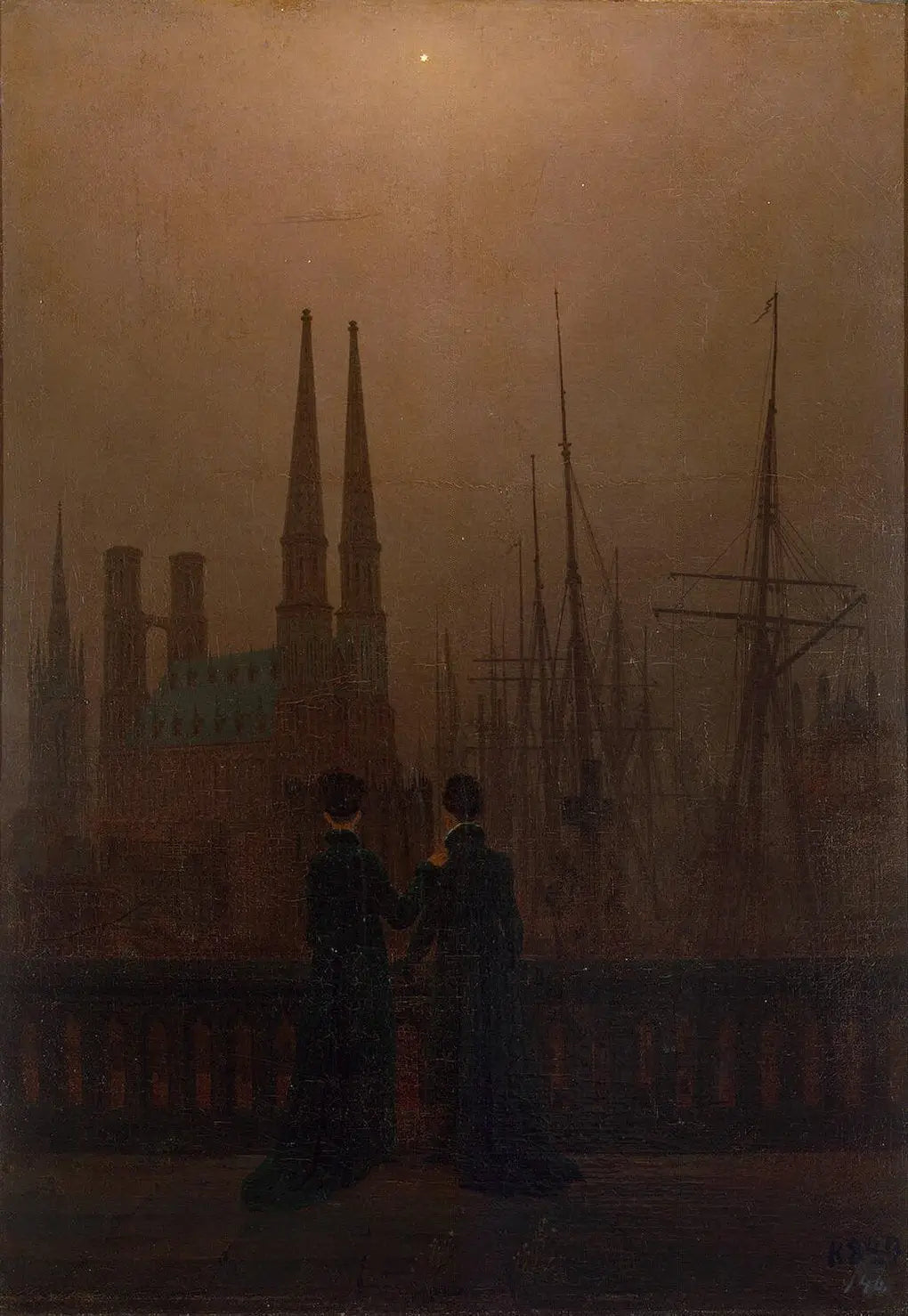 Nuit au port - Caspar David Friedrich image 1 reproduction artisanale de tableau