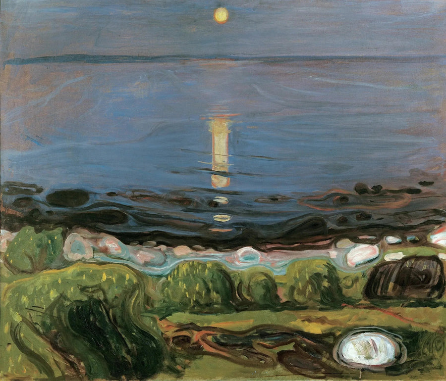 Nuit d'été sur la plage - Edvard Munch image 1 reproduction de peinture à l’huile