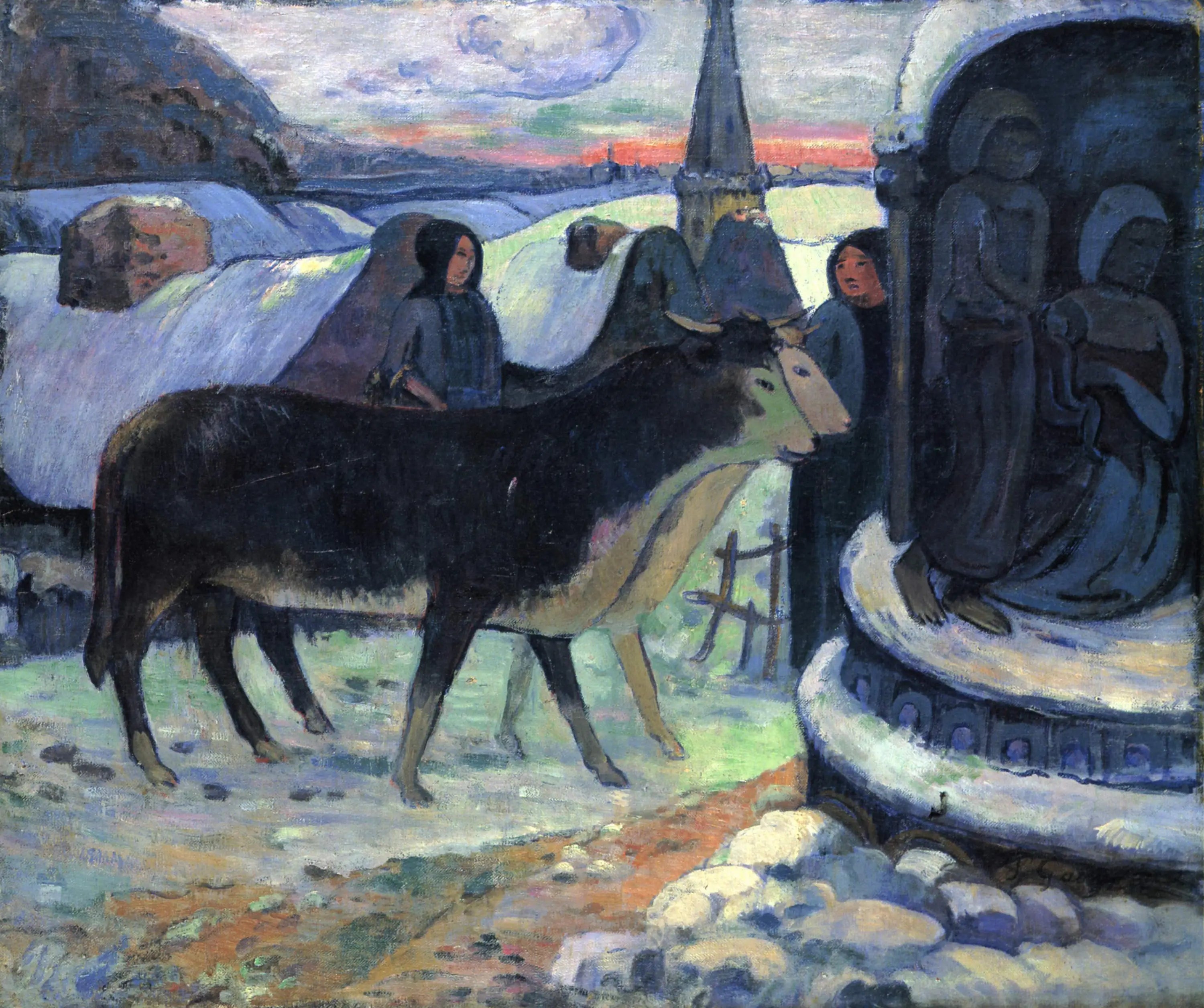 Nuit de Noël, La bénédiction des bœufs - Paul Gauguin image 1 reproduction de peinture à l’huile