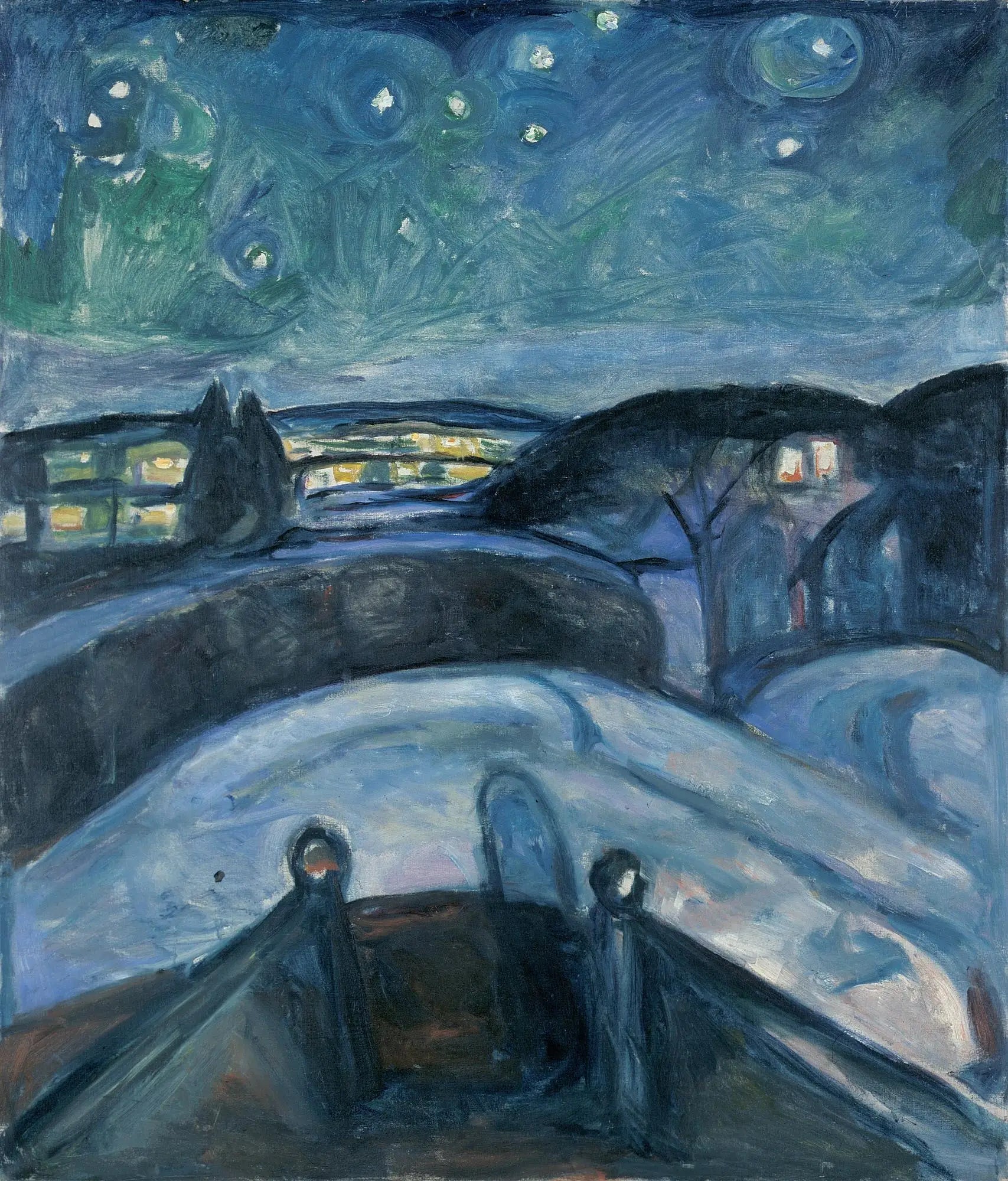 Nuit étoilée - Edvard Munch image 1 reproduction de peinture à l’huile