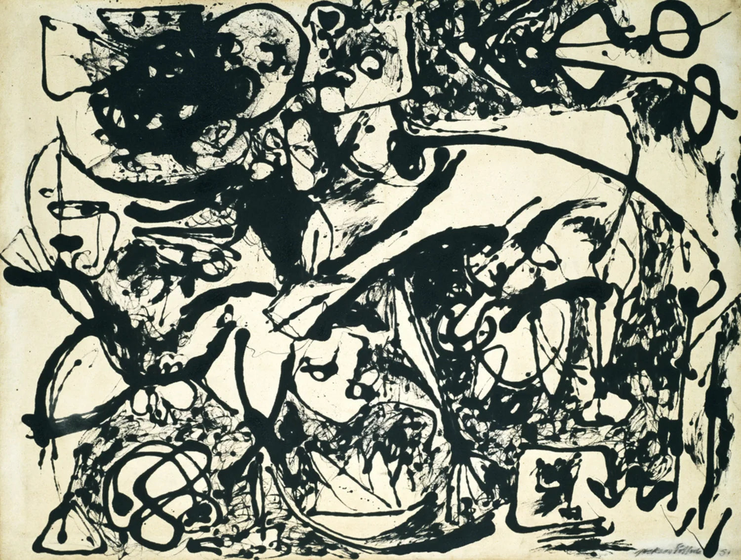 Numéro 8, 1951 « Black Flowing » - Jackson Pollock image 1 reproduction d’œuvre d’art à l’huile