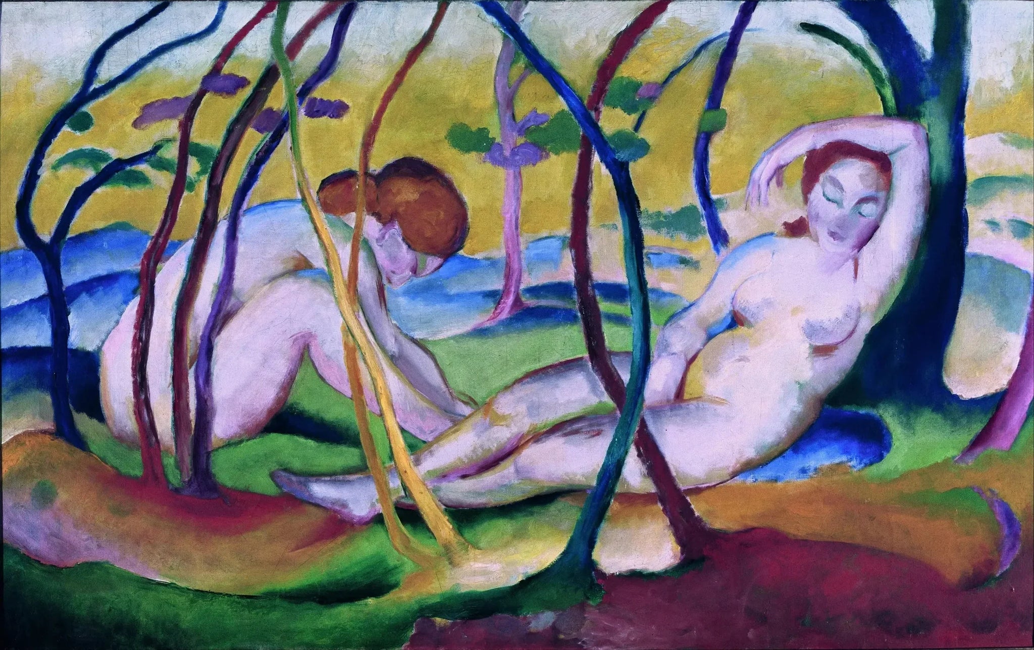 Nus sous les arbres - Franz Marc image 1 reproduction de peinture à l’huile