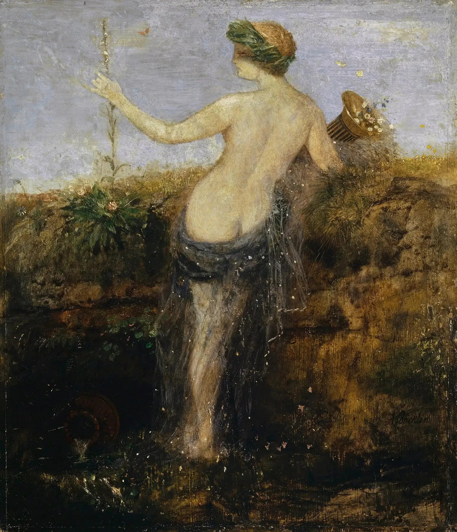 Nymphe à la corne d'abondance - Arnold Böcklin image 1 reproduction d’œuvre d’art à l’huile