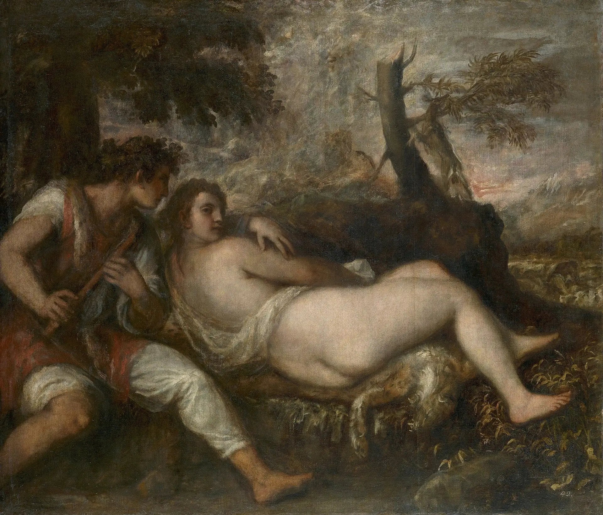 Nymphe et Berger - Titian image 1 copie de tableau peinte à la main