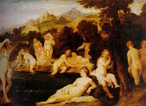 Nymphes au bain - David Teniers le Jeune image 1 copie peinte à la main à l’huile