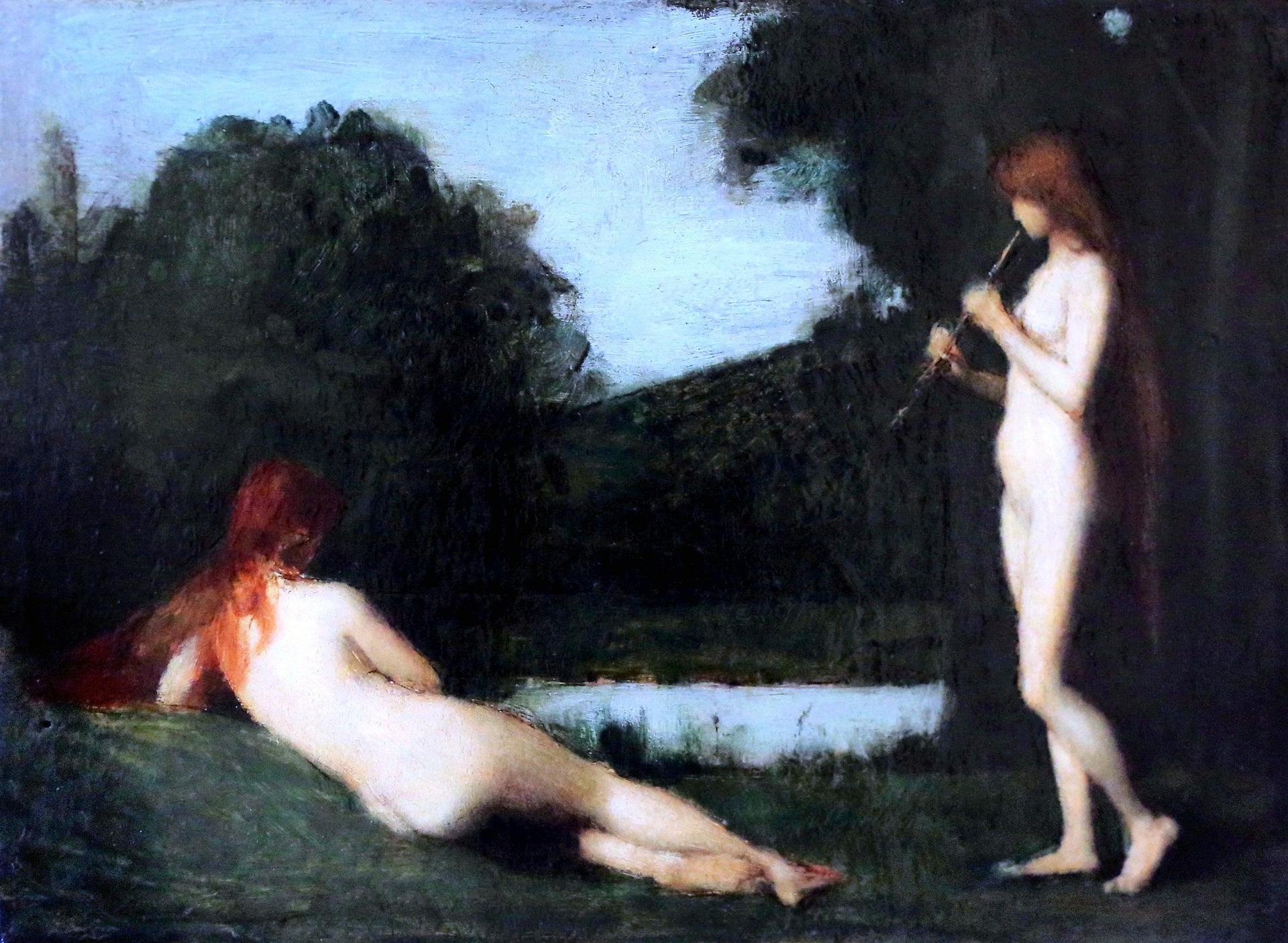 nymphes au bord de l'eau - Jean-Jacques Henner image 1 copie de tableau peinte à la main