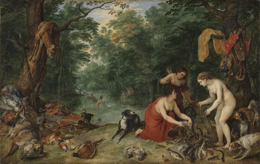 nymphes de pêche - Jan Brueghel l'Ancien image 1 reproduction artisanale de tableau